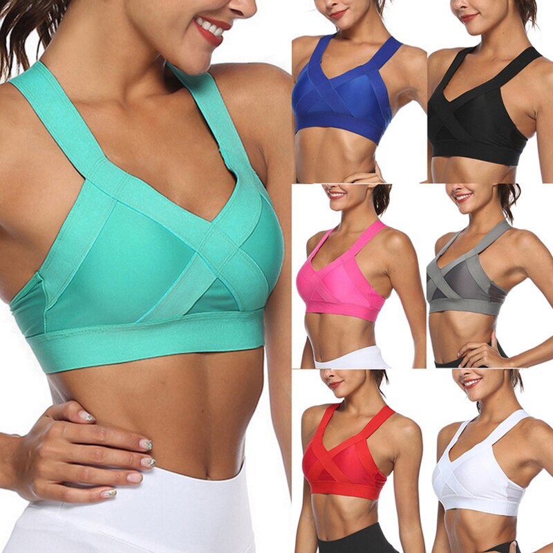 Sexy Women Sports Bra Tops High Impact For Gym Fitness Yoga Running Female Pad Sportswear Tank Tops Sports Push Up Bras Hot Sale