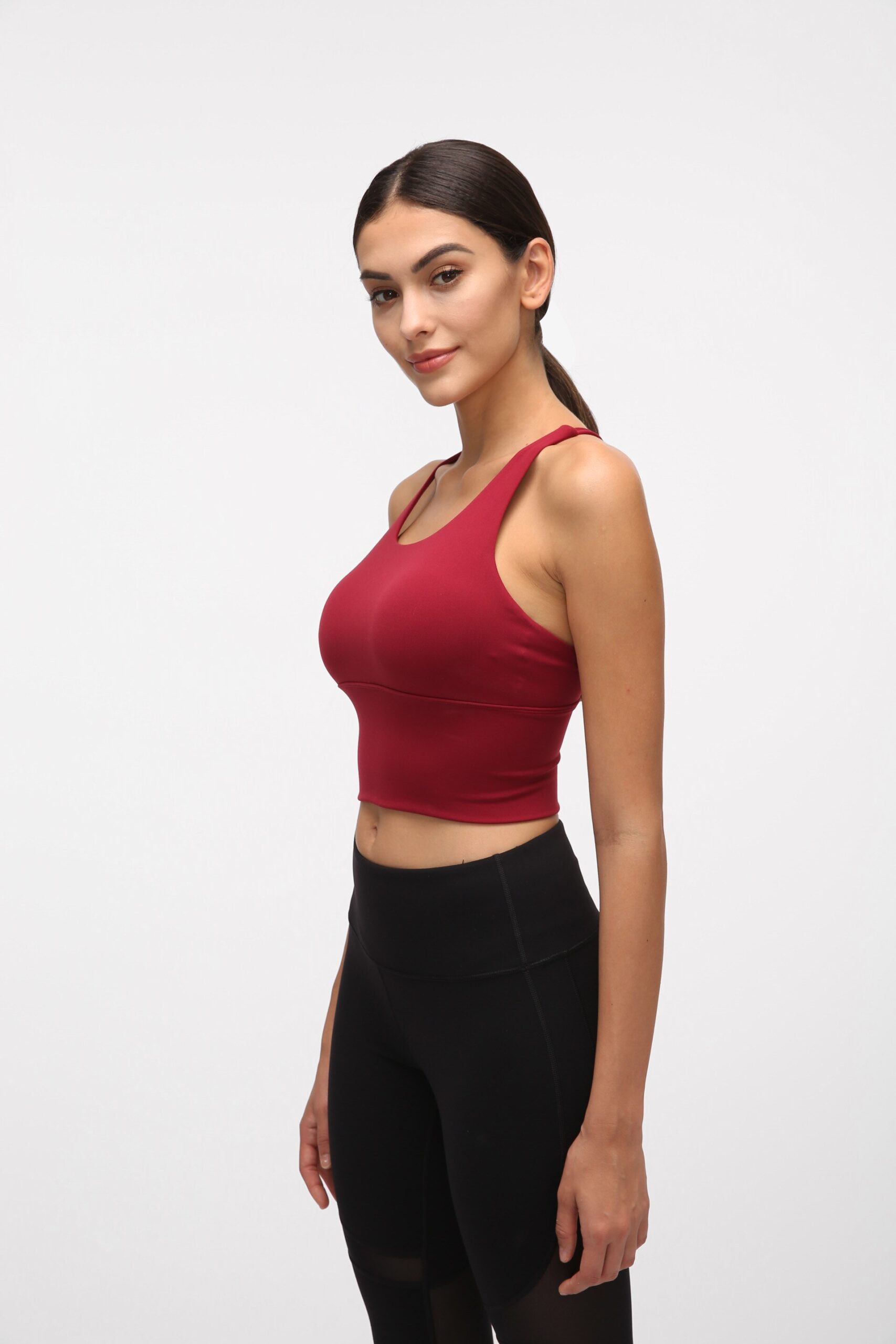 Women Fitness Bra Vest Absorb Sweat Pink Shockproof Back Cross Strap Black Padded Sports Yoga Bra Berry Red