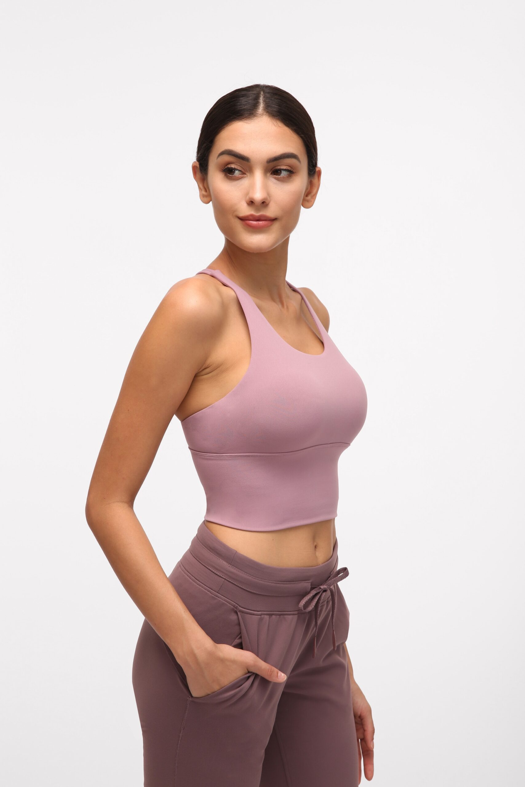 Women Fitness Bra Vest Absorb Sweat Pink Shockproof Back Cross Strap Black Padded Sports Yoga Bra Berry Red