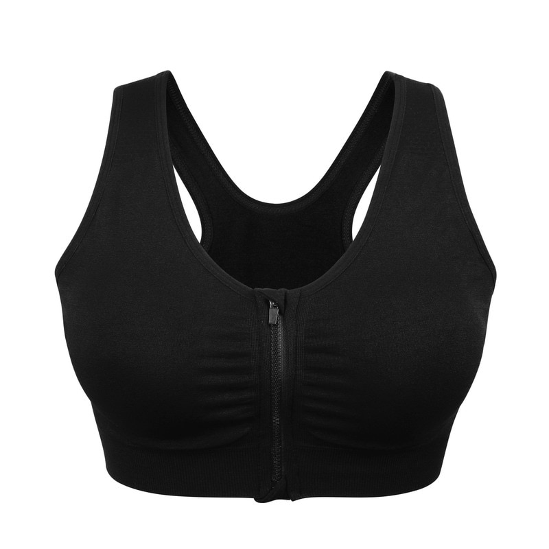 VEQKING Front Zipper Women Sports Bras,Breathable Wirefree Padded Push Up Sports Top,Fitness Gym Yoga Workout Bra Sports Bra Top