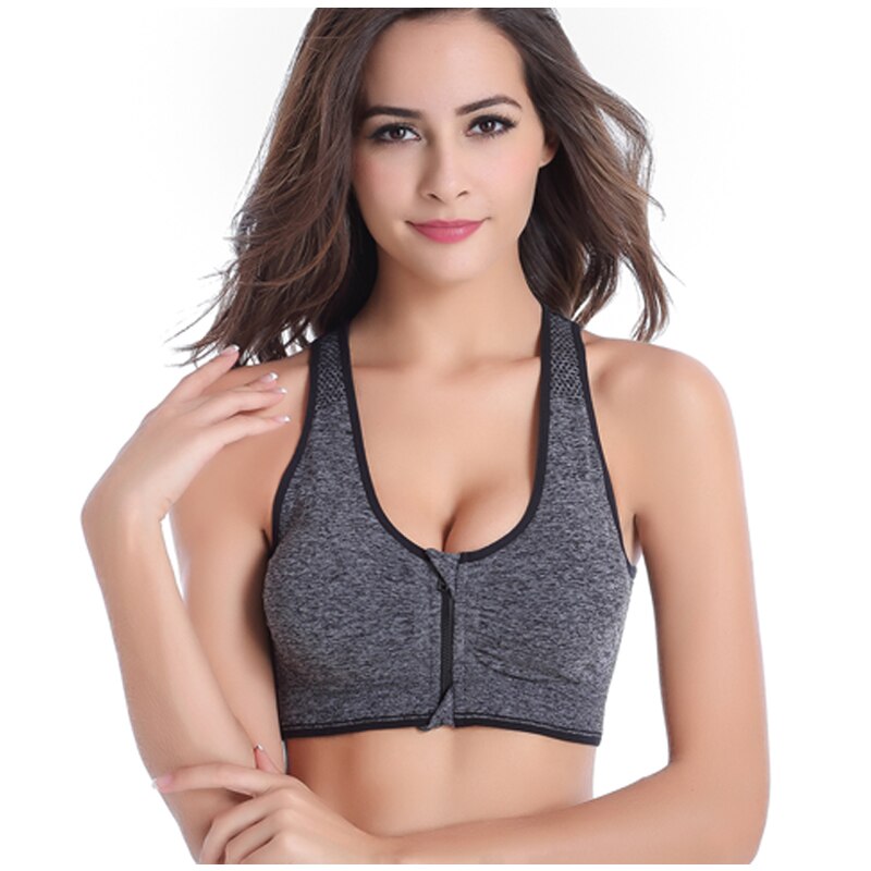 VEQKING Front Zipper Women Sports Bras,Breathable Wirefree Padded Push Up Sports Top,Fitness Gym Yoga Workout Bra Sports Bra Top