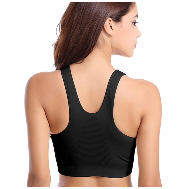VEQKING Front Zipper Women Sports Bras,Breathable Wirefree Padded Push Up Sports Top,Fitness Gym Yoga Workout Bra Sports Bra Top