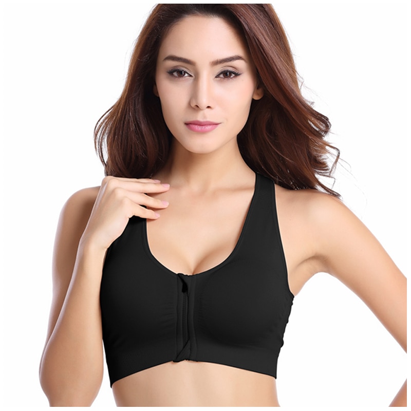 VEQKING Front Zipper Women Sports Bras,Breathable Wirefree Padded Push Up Sports Top,Fitness Gym Yoga Workout Bra Sports Bra Top