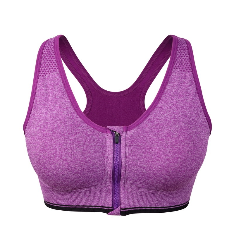 VEQKING Front Zipper Women Sports Bras,Breathable Wirefree Padded Push Up Sports Top,Fitness Gym Yoga Workout Bra Sports Bra Top