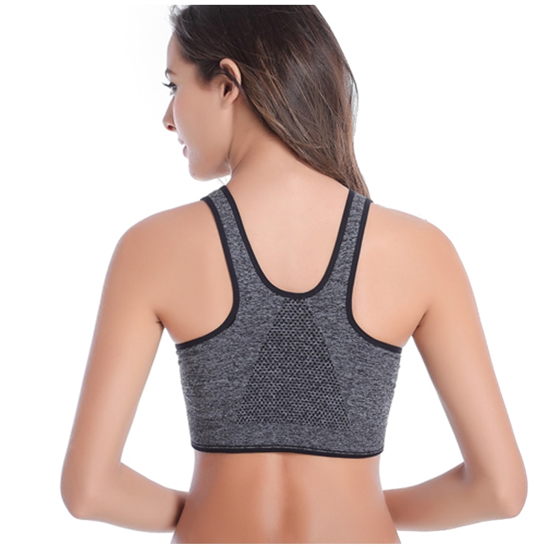 VEQKING Front Zipper Women Sports Bras,Breathable Wirefree Padded Push Up Sports Top,Fitness Gym Yoga Workout Bra Sports Bra Top