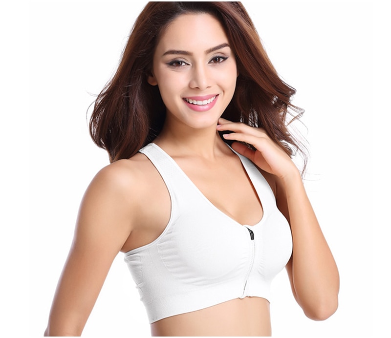 VEQKING Front Zipper Women Sports Bras,Breathable Wirefree Padded Push Up Sports Top,Fitness Gym Yoga Workout Bra Sports Bra Top