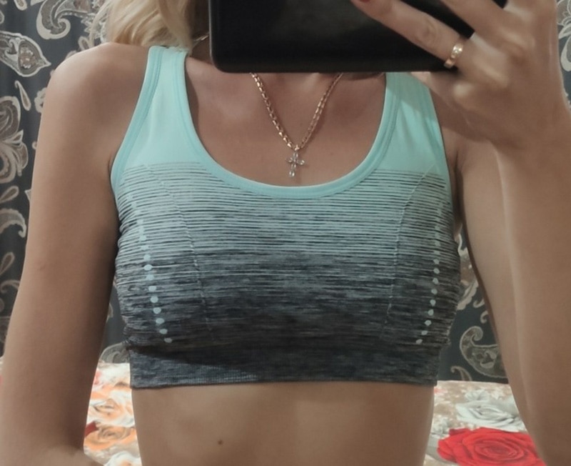 VEQKING Gradient High Stretch Sports Bra for Women,Quick Dry Padded HBack Sports Top,Seamless Yoga Running Fitness Sport Bra Top