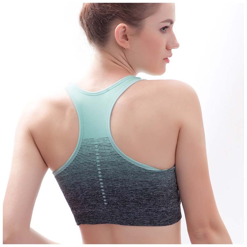 VEQKING Gradient High Stretch Sports Bra for Women,Quick Dry Padded HBack Sports Top,Seamless Yoga Running Fitness Sport Bra Top