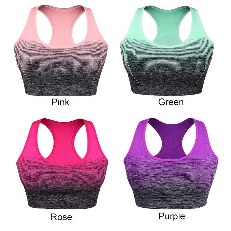VEQKING Gradient High Stretch Sports Bra for Women,Quick Dry Padded HBack Sports Top,Seamless Yoga Running Fitness Sport Bra Top