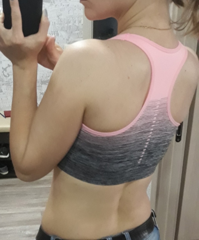 VEQKING Gradient High Stretch Sports Bra for Women,Quick Dry Padded HBack Sports Top,Seamless Yoga Running Fitness Sport Bra Top