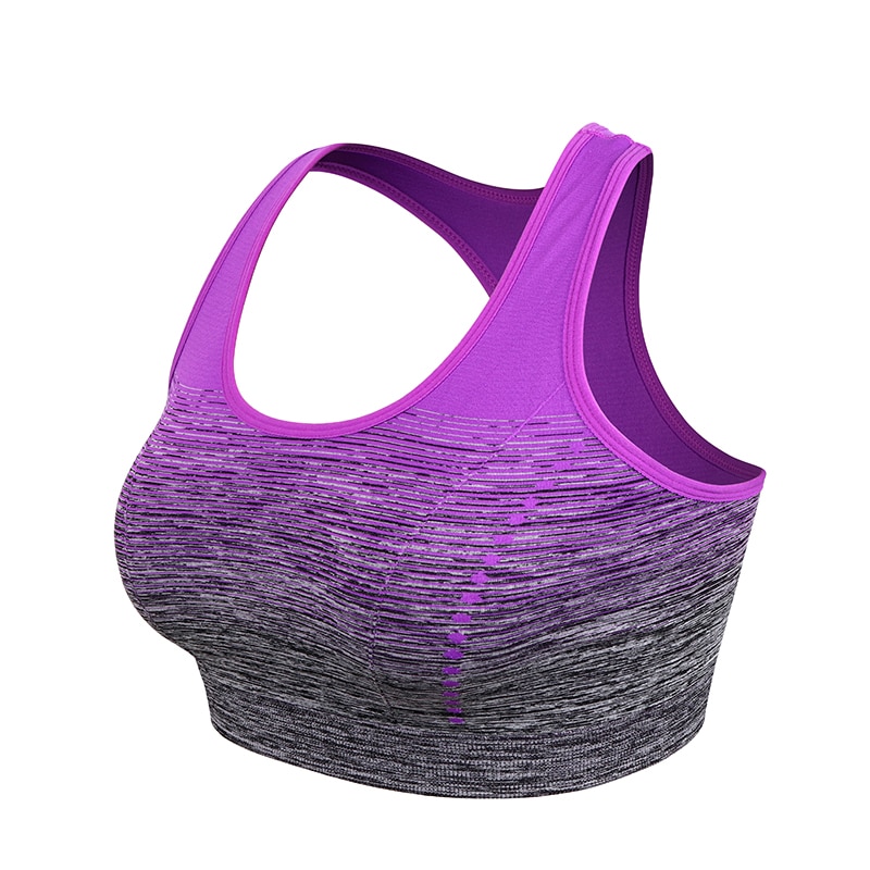 VEQKING Gradient High Stretch Sports Bra for Women,Quick Dry Padded HBack Sports Top,Seamless Yoga Running Fitness Sport Bra Top