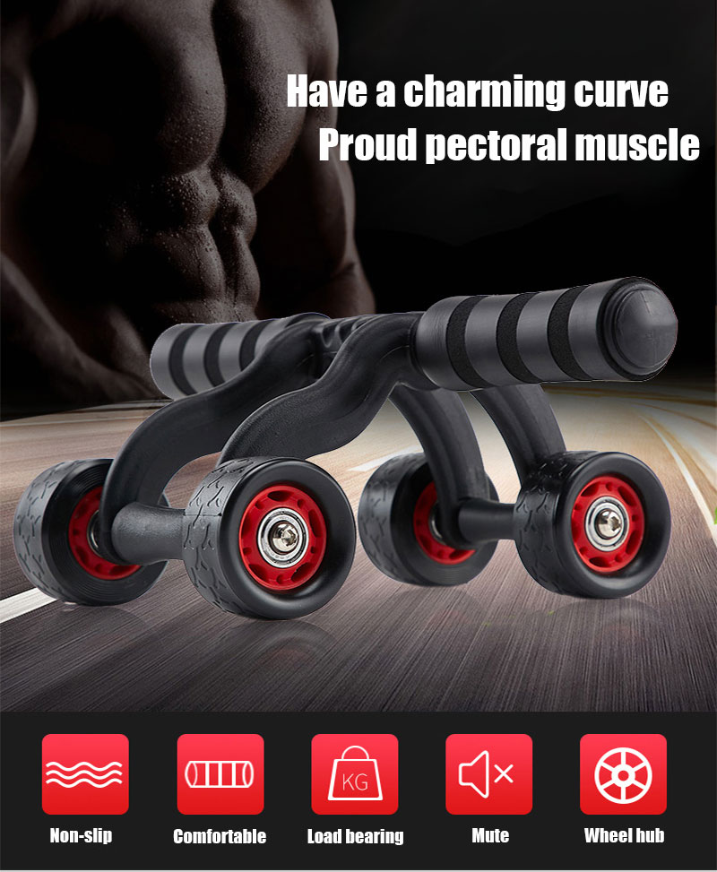 4 Wheels Abdominal Roller for Muscle Exercise Equipment Home Indoor Office Fitness No Noise