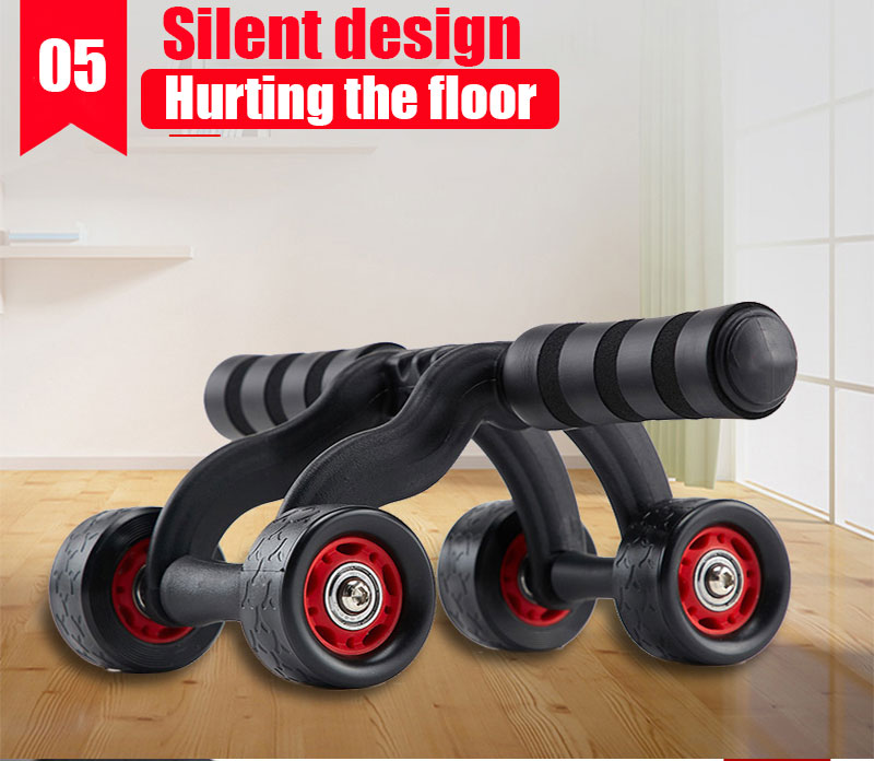 4 Wheels Abdominal Roller for Muscle Exercise Equipment Home Indoor Office Fitness No Noise