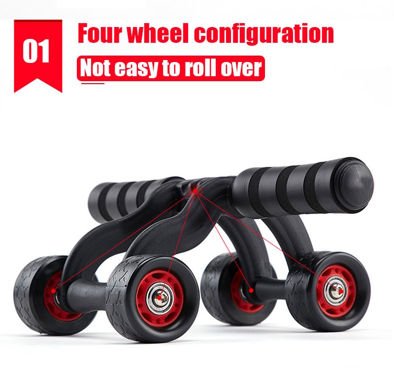 4 Wheels Abdominal Roller for Muscle Exercise Equipment Home Indoor Office Fitness No Noise