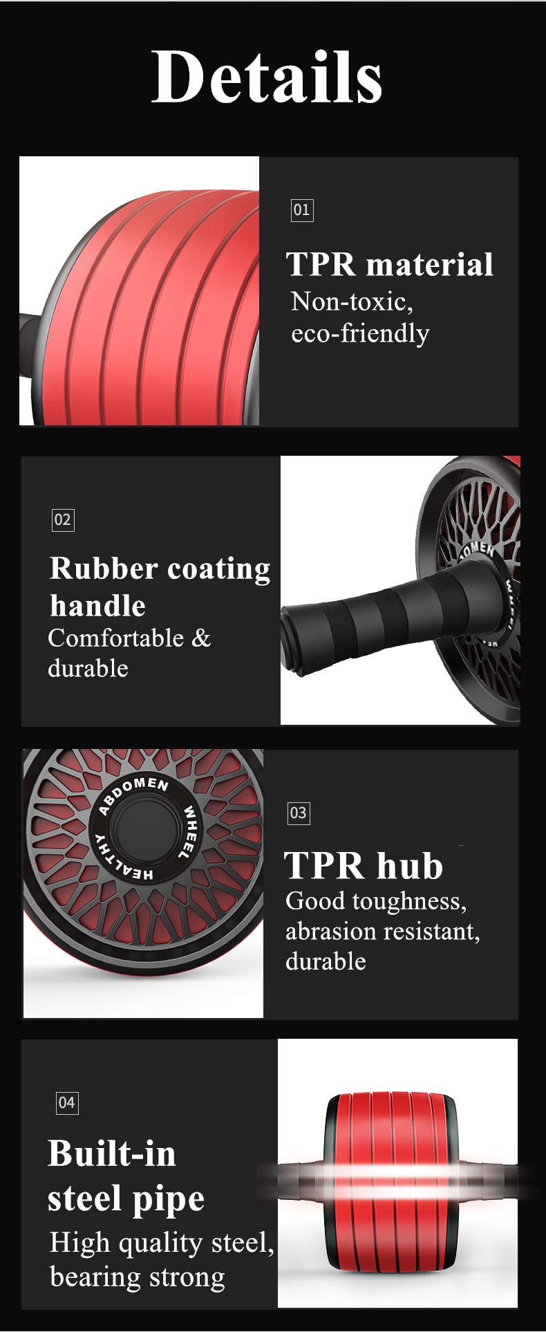 Gimift Abdominals Exercise Wheel Wider AB Roller  Noiseless Abdominal Core Muscle Building Workout Gym Home Fitness Equipment