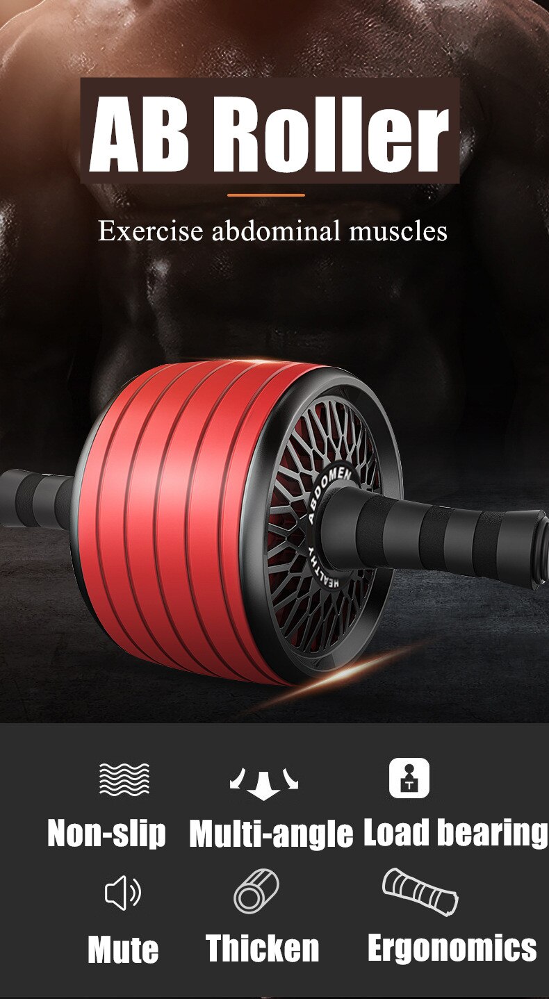 Gimift Abdominals Exercise Wheel Wider AB Roller  Noiseless Abdominal Core Muscle Building Workout Gym Home Fitness Equipment