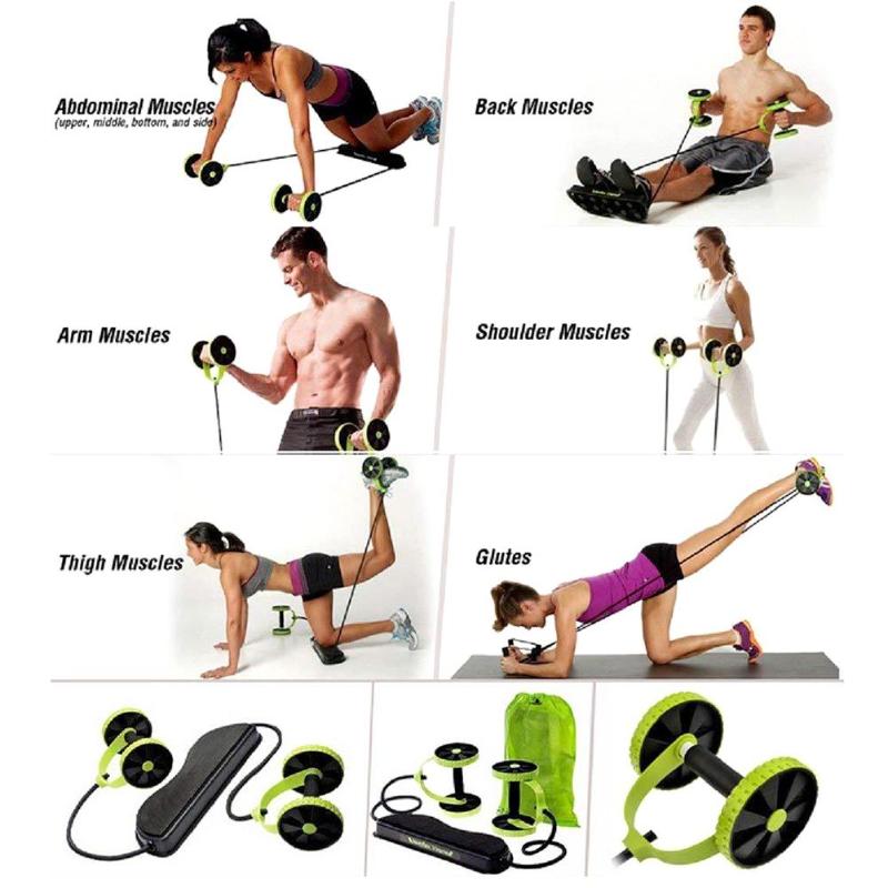 AB Wheels Roller Stretch Elastic Abdominal Resistance Pull Rope Tool  Abdominal Muscle Trainer Exercise Home Fitness Equipment