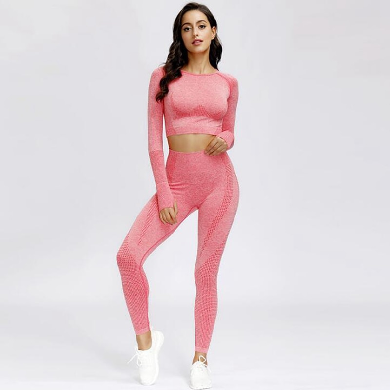 Women's Solid Color Compression Leggings and Top Set