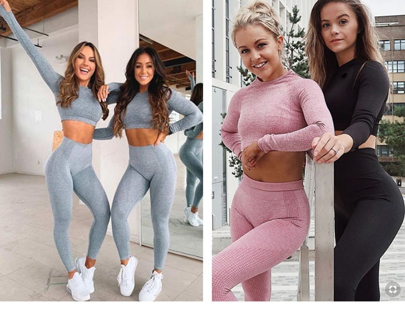 Women's Candy Color Compression Leggings and Top Set