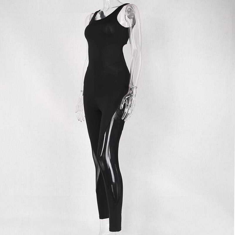 Women's Black Backless Workout Jumpsuit