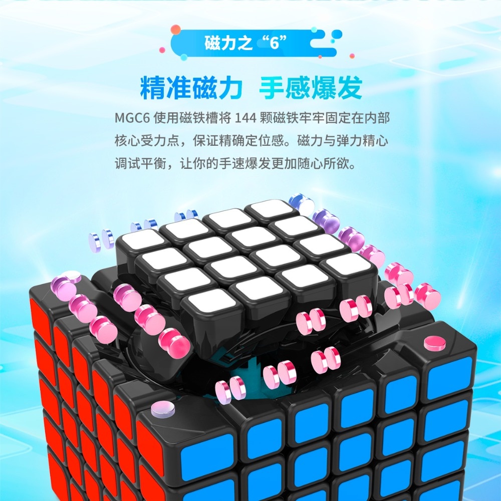 Original YJ MGC 6 Cube 6x6 magnetic magic cube yongjun MGC 6 magnets cubo magico puzzle speed cubes educational toys for kids