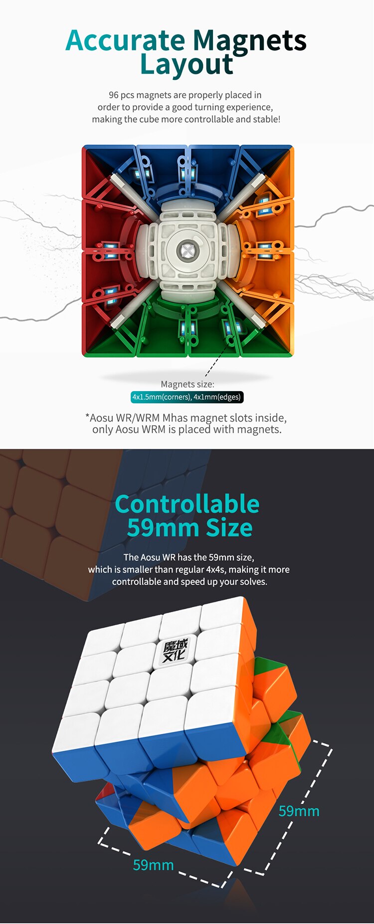 Moyu Aosu WR M Magnetic 4x4x4 magic cube 4x4 Cubing Speed puzzle cubo magico Competition Cubes