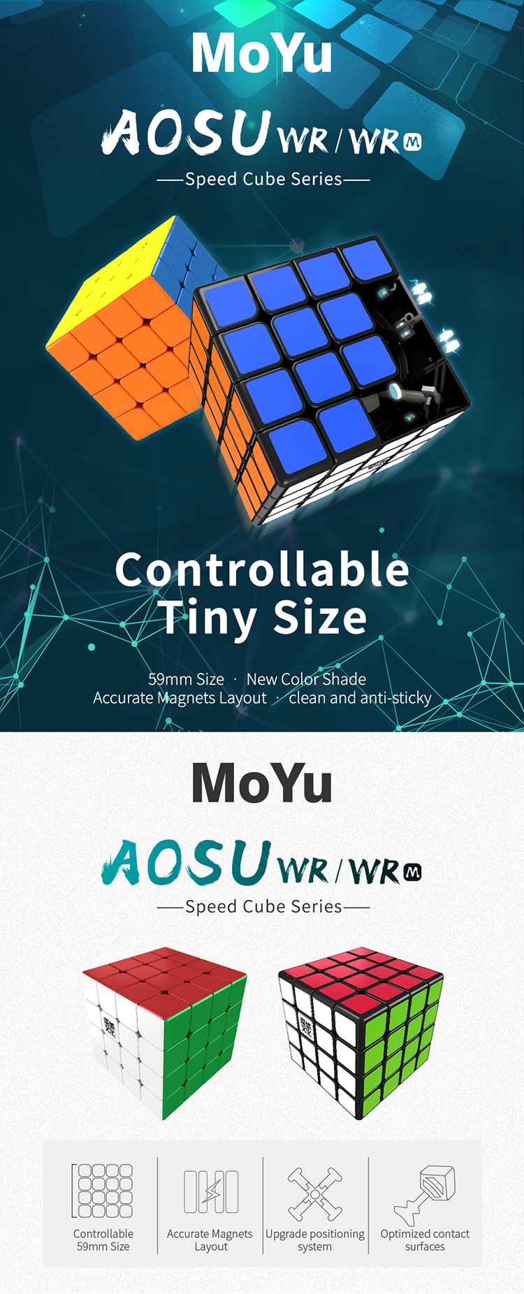 Moyu Aosu WR M Magnetic 4x4x4 magic cube 4x4 Cubing Speed puzzle cubo magico Competition Cubes