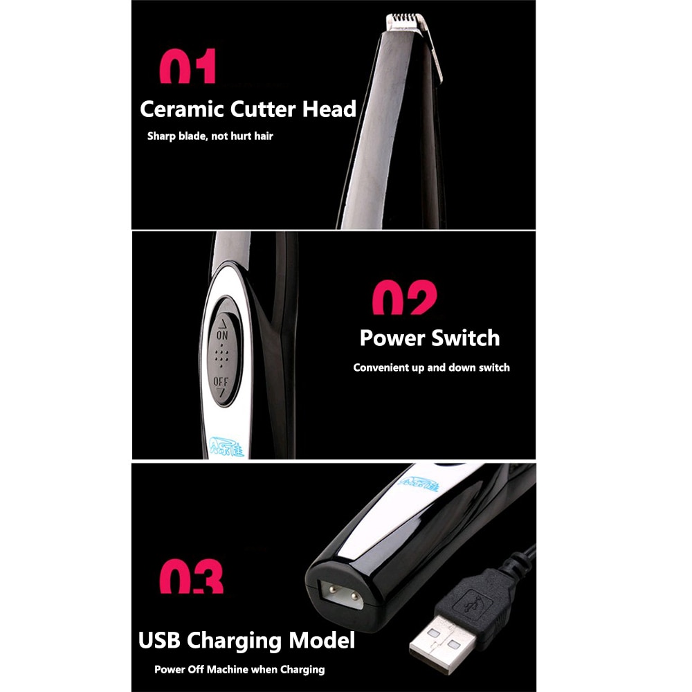 Dog Clippers Professional Pet Foot Hair Trimmer Dog Growing Clipper USB Rechargeable Butt Ear Eyes Hair Cutter Remover Low-noise
