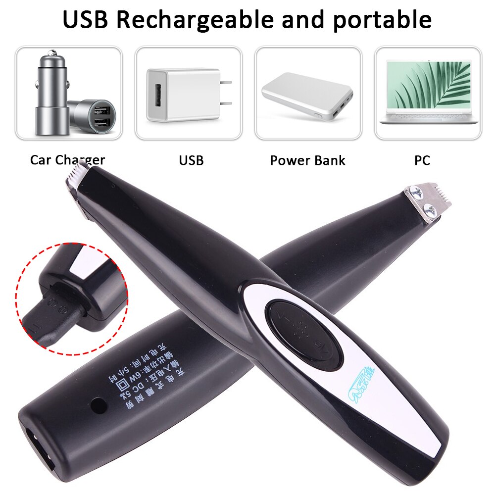 Dog Clippers Professional Pet Foot Hair Trimmer Dog Growing Clipper USB Rechargeable Butt Ear Eyes Hair Cutter Remover Low-noise