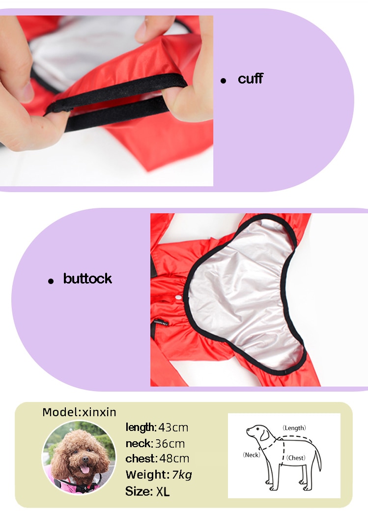 Pet Dog Raincoat The Dog Face Pet Clothes Jumpsuit Waterproof Dog Jacket Dogs Water Resistant Clothes for Dogs Pet Coat