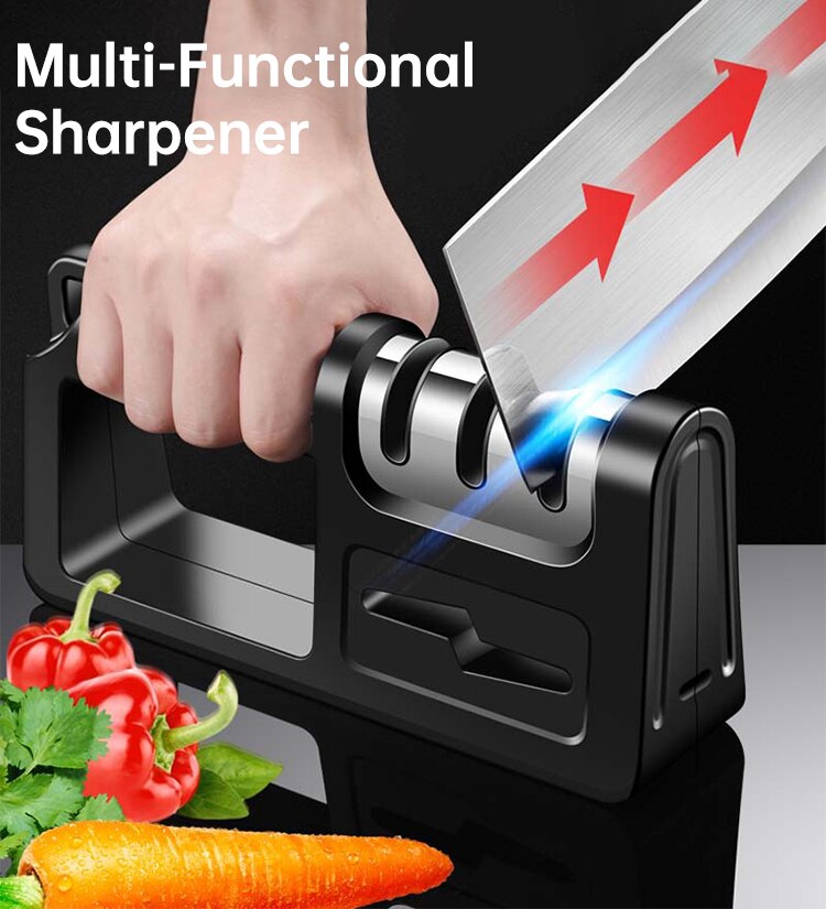 Knife Sharpener 4 Stages Whetstone Grindable Scissors For Kitchen Stone Tungsten Diamond Ceramics Chef Gadgets