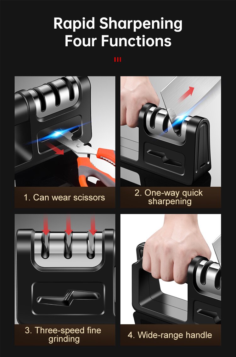 Knife Sharpener 4 Stages Whetstone Grindable Scissors For Kitchen Stone Tungsten Diamond Ceramics Chef Gadgets