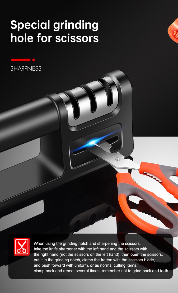 Knife Sharpener 4 Stages Whetstone Grindable Scissors For Kitchen Stone Tungsten Diamond Ceramics Chef Gadgets