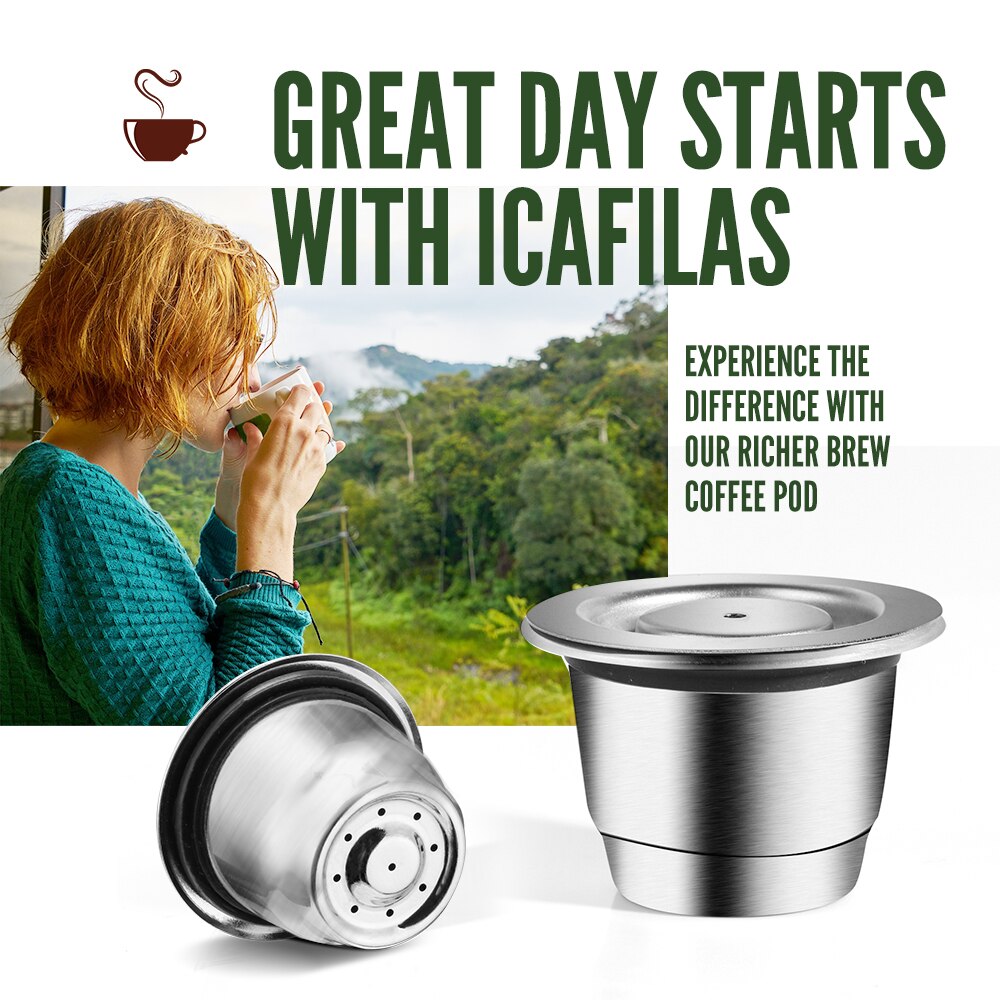 iCafilas New Upgraded Reusable Coffee Capsule For Nespresso Stainless Steel Coffee Filters Espresso Coffee Crema Maker