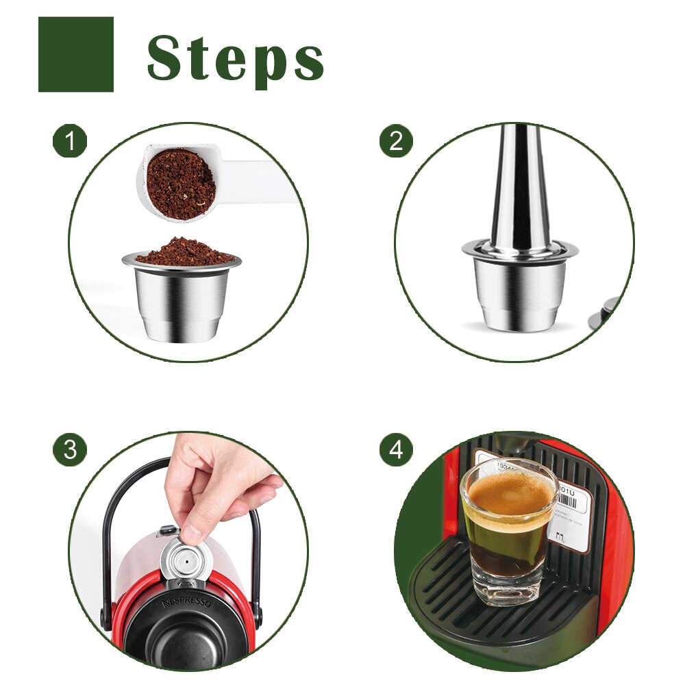 iCafilas New Upgraded Reusable Coffee Capsule For Nespresso Stainless Steel Coffee Filters Espresso Coffee Crema Maker
