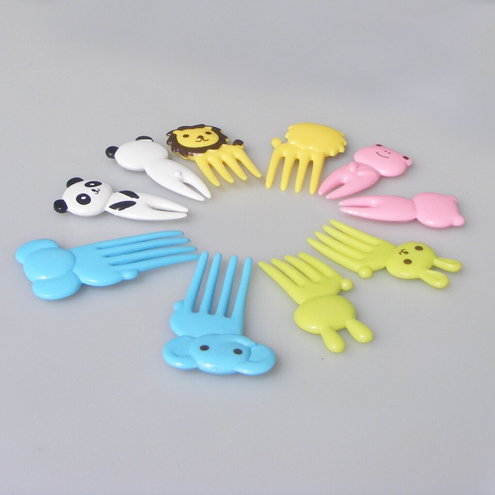 Animal Farm Fruit Fork Mini Cartoon Children Snack Cake Dessert Food Fruit Pick Toothpick Bento Lunches Party Decor Random Color
