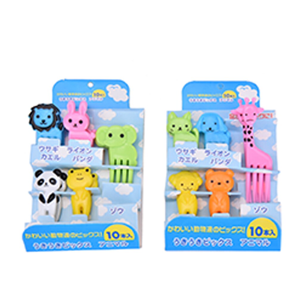 Animal Farm Fruit Fork Mini Cartoon Children Snack Cake Dessert Food Fruit Pick Toothpick Bento Lunches Party Decor Random Color