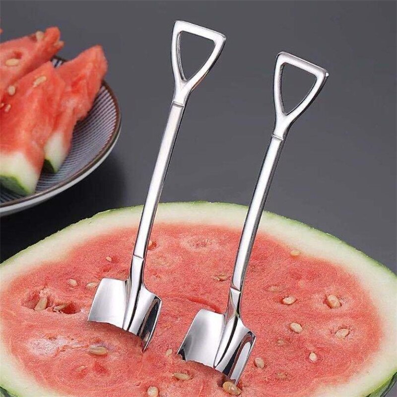 4PCS Coffee Spoon Cutlery Set Stainless Steel Retro Iron Shovel Ice Cream Spoon Scoop Creative Spoon tea-spoon Fashion Tableware