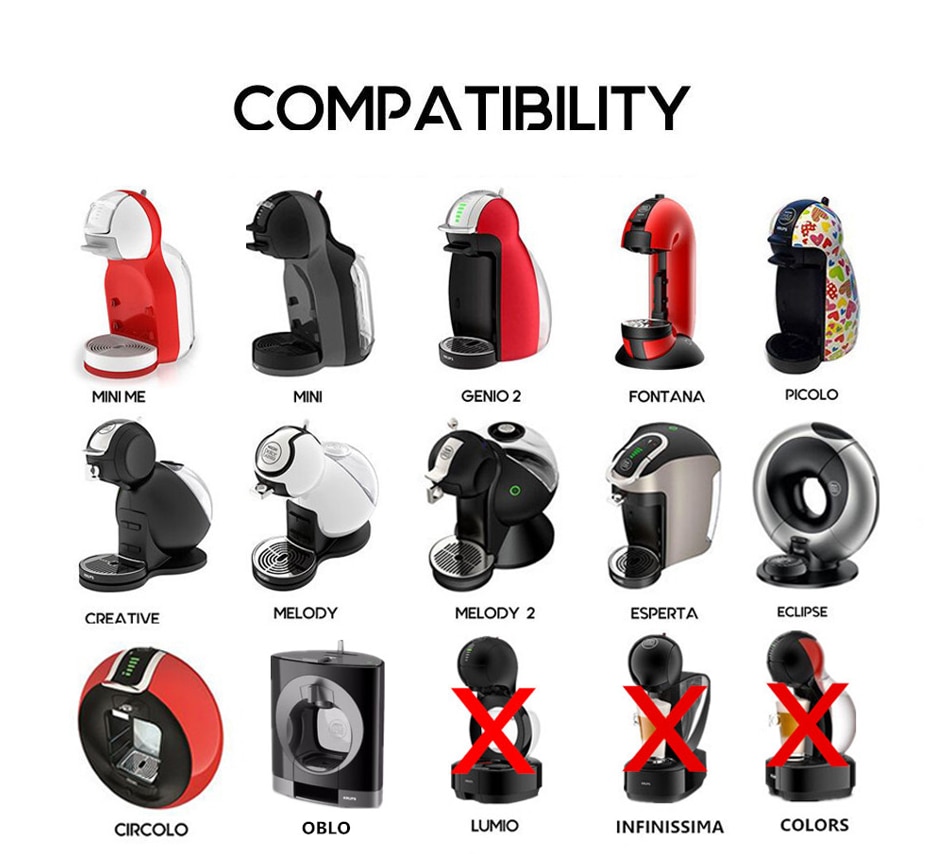 6Pcs fit for Dolce Gusto Coffee Filter Cup Reusable Coffee Capsule Filters For Nespresso With Spoon Brush Kitchen Accessories