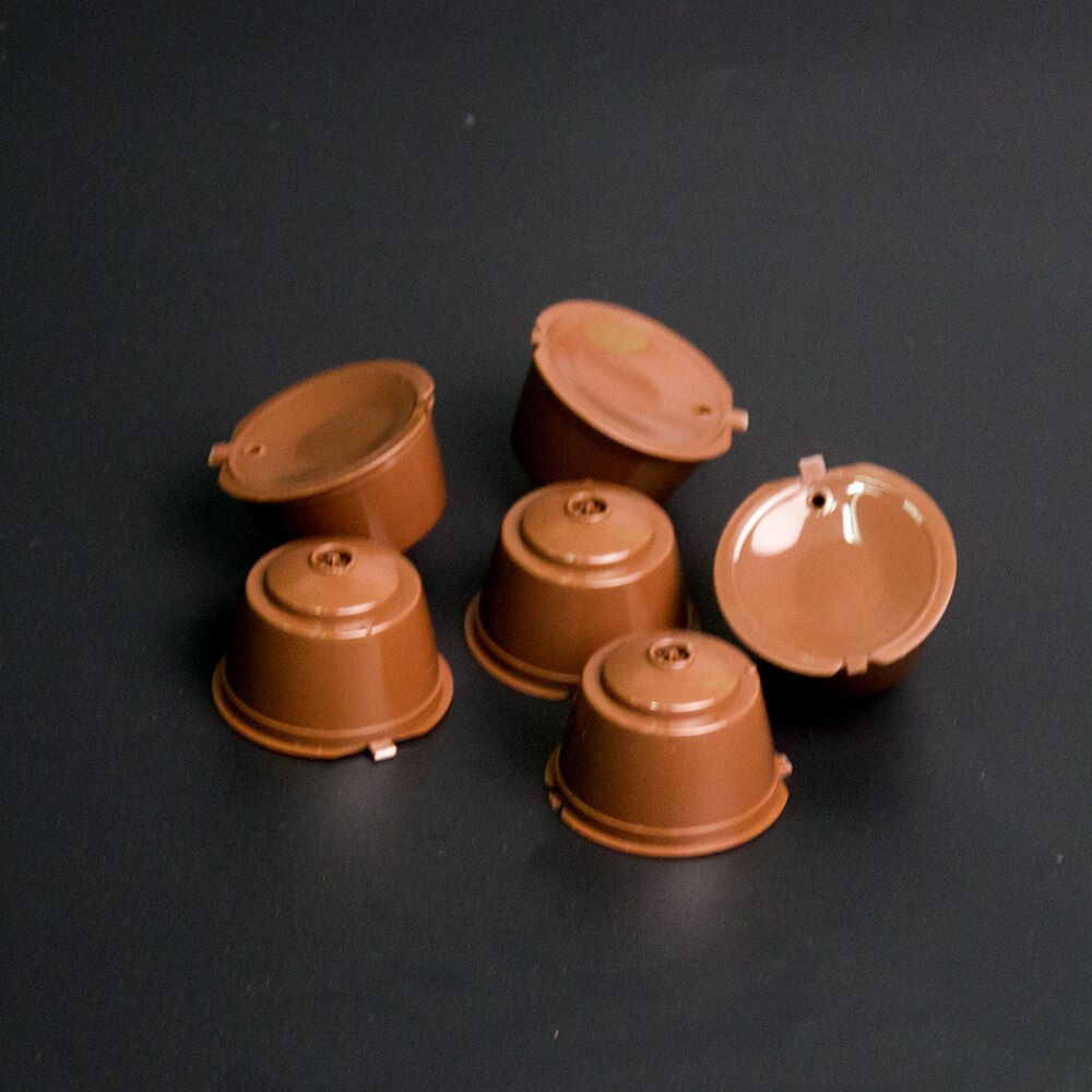 6Pcs fit for Dolce Gusto Coffee Filter Cup Reusable Coffee Capsule Filters For Nespresso With Spoon Brush Kitchen Accessories