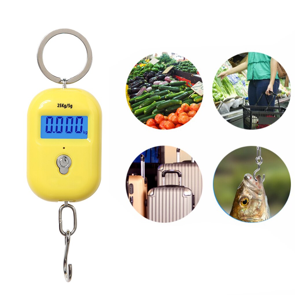 New 25Kg x 5g Digital Hanging Scale Mini Electronic Luggage Hook Scale LCD Backlight Kitchen Steelyard