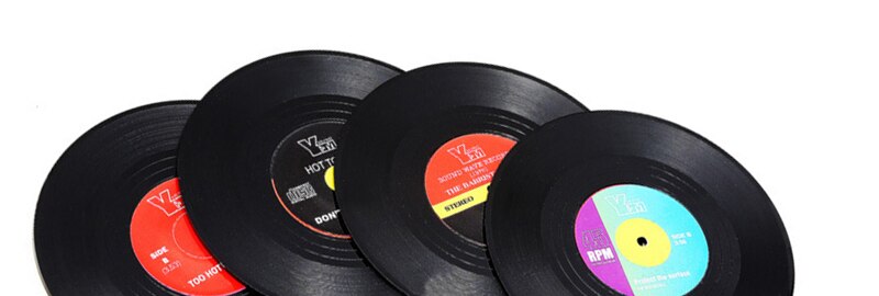 Vinyl Record Table Mats Drink Coaster Table Placemats Creative Coffee Mug Cup Coasters 2 4 6 PCS Heat-resistant Nonslip Pads