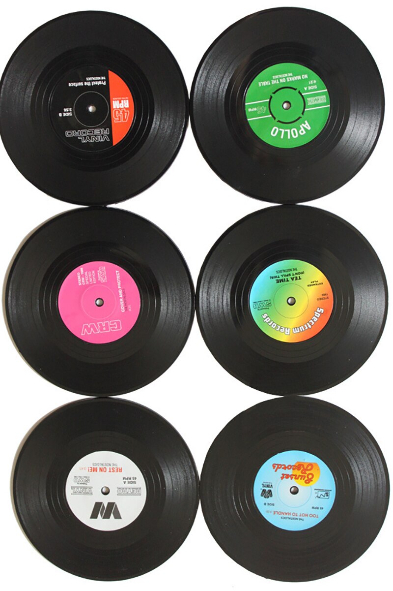Vinyl Record Table Mats Drink Coaster Table Placemats Creative Coffee Mug Cup Coasters 2 4 6 PCS Heat-resistant Nonslip Pads