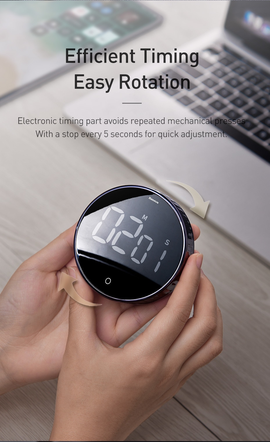 Baseus LED Digital Kitchen Timer For Cooking Shower Study Stopwatch Alarm Clock Magnetic Electronic Cooking Countdown Time Timer