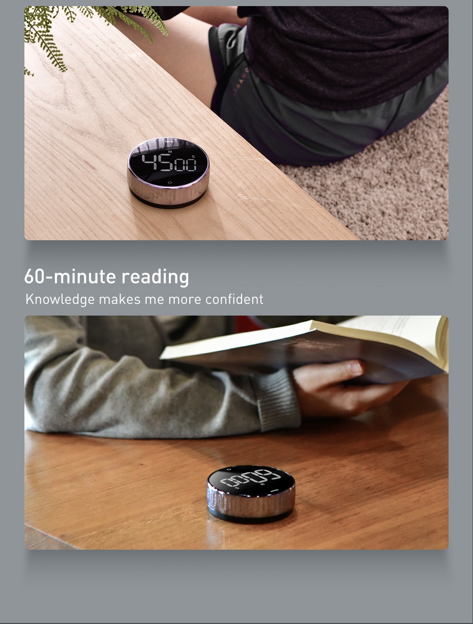 Baseus LED Digital Kitchen Timer For Cooking Shower Study Stopwatch Alarm Clock Magnetic Electronic Cooking Countdown Time Timer