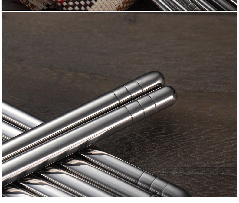 VandHome 5 Pairs/Set Chinese Metal Chopsticks Non-slip Stainless Steel Chop Sticks Set Reusable Food Sticks Sushi Hashi Baguette