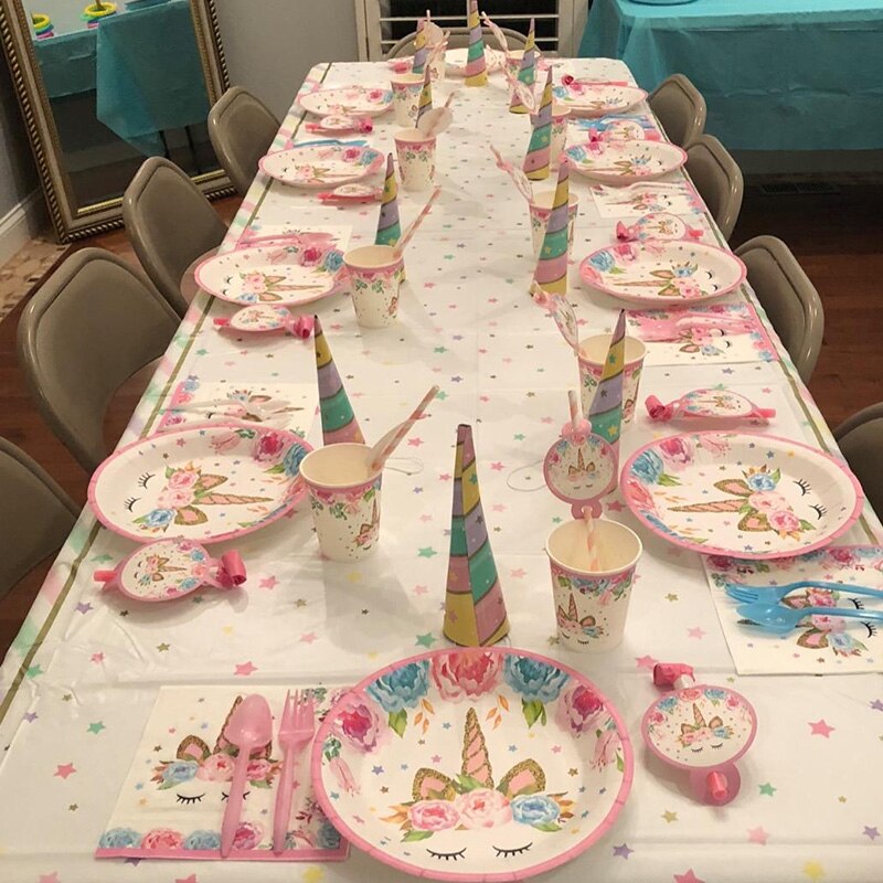 Unicorn Party Supplies Disposable Plates Tablecloth Cup Banner Cake Topper Kids First Birthday Decor Baby Shower Decorations Unicorn Party Supplies Disposable Plates Tablecloth Cup Banner Cake Topper Kids First Birthday Decor Baby Shower Decorations