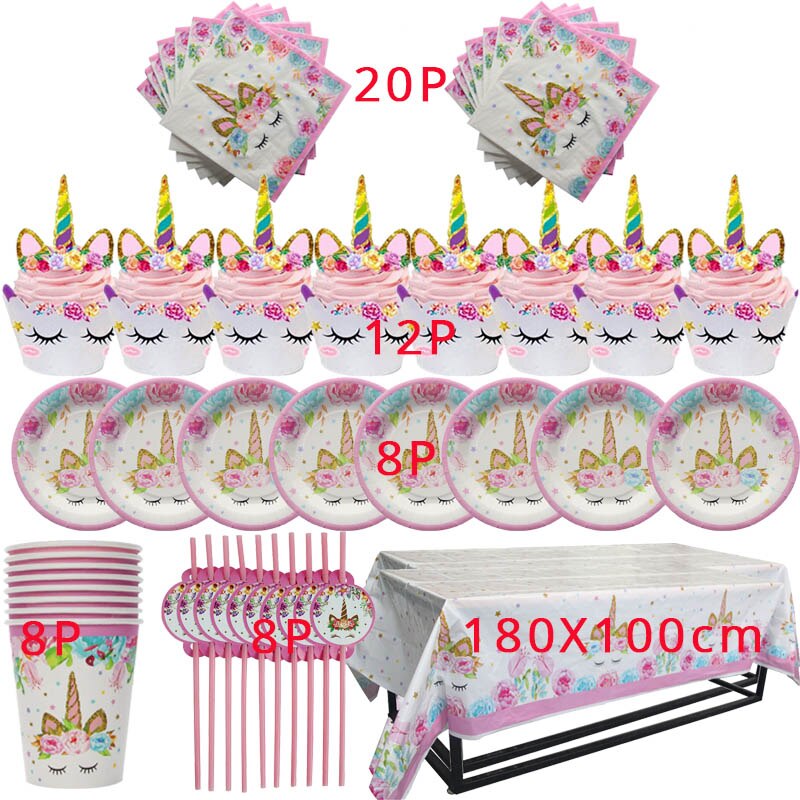 Unicorn Party Supplies Disposable Plates Tablecloth Cup Banner Cake Topper Kids First Birthday Decor Baby Shower Decorations Unicorn Party Supplies Disposable Plates Tablecloth Cup Banner Cake Topper Kids First Birthday Decor Baby Shower Decorations