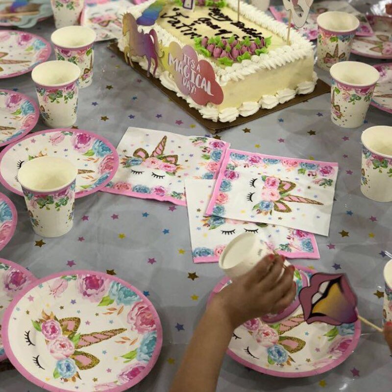 Unicorn Party Supplies Disposable Plates Tablecloth Cup Banner Cake Topper Kids First Birthday Decor Baby Shower Decorations Unicorn Party Supplies Disposable Plates Tablecloth Cup Banner Cake Topper Kids First Birthday Decor Baby Shower Decorations