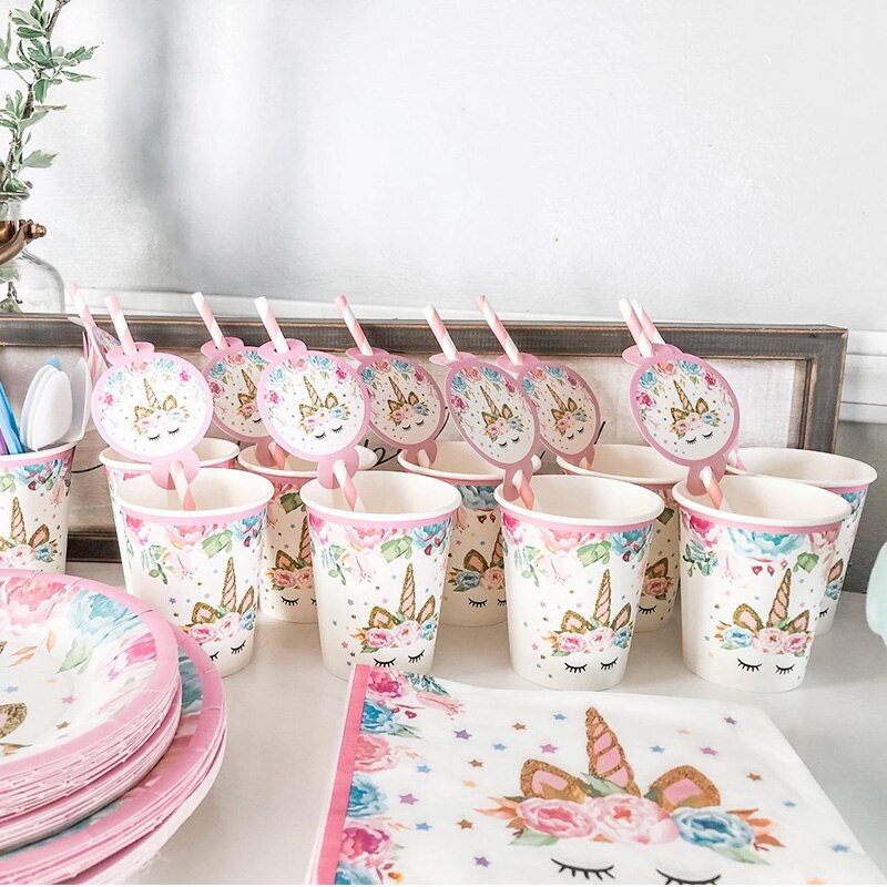 Unicorn Party Supplies Disposable Plates Tablecloth Cup Banner Cake Topper Kids First Birthday Decor Baby Shower Decorations Unicorn Party Supplies Disposable Plates Tablecloth Cup Banner Cake Topper Kids First Birthday Decor Baby Shower Decorations